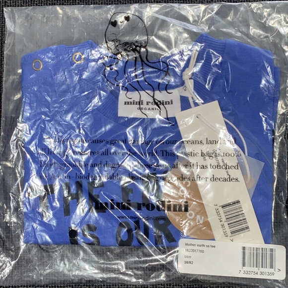 Mini Rodini Mother Earth SS Tee Blue - NWT - Picture 3 of 3